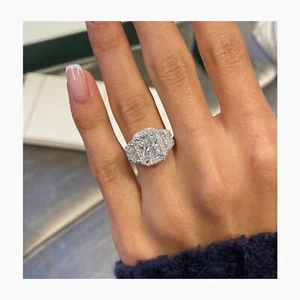 18K White Gold Engagement Ring 4.23ct Radiant Lab-Created Diamond E/VVS2 - Picture 1 of 12