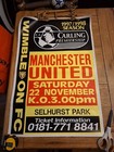 Vintage 1997 Original Premiership Match Day Poster Wimbledon v Manchester United