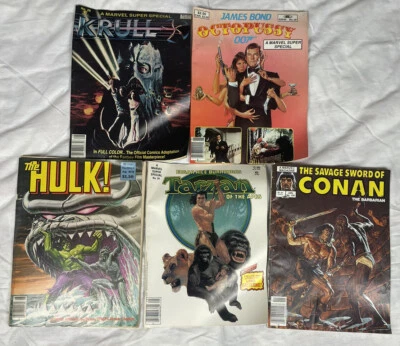 Lote de 5 revistas Marvel 1980-86: Super Special 26 28 29 Hulk 22 Conan 120 FN-GD Foto 1 de 4