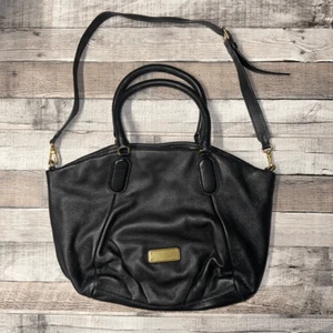 Marc By Marc Jacobs Classic Q Fran Cow Leather Shoulder Bag Satchel Tote Black - Picture 1 of 11
