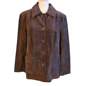 Style & Co Collection Women's 100% Leather Brown Suede Jacket with Pockets 16W - Picture 1 of 6