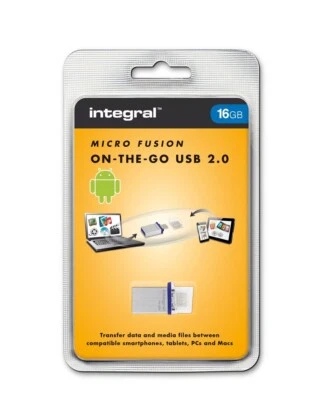 INTEGRAL Micro USB Fusion 16gb USB 2.0 OTG Flash Drive for Mobile Tablet or PC - Image 1 of 4