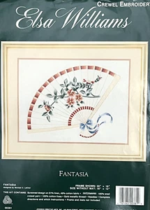 Elsa Williams FANTASIA Kit Crewel Oriental Fan Embroidery 00381 Complete Crafts - Picture 1 of 6