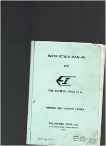 ENFIELD INDIA 350 MANUAL / HANDBOOK - 350cc 1977 - REPRODUCTION - Picture 1 of 2