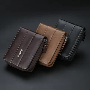 Leather Wallet for Men RFID Blocking Large Capacity Zip Around Card Case Wallet - Picture 1 of 13