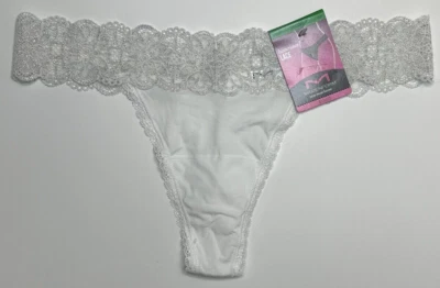 MAIDENFORM Sexy Imprescindible Lujoso Encaje Blanco Plata Tanga Panty Mujeres L/7 Foto 1 de 3