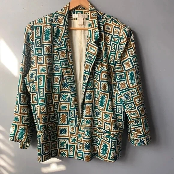 Abstract Print Blazer - Dry Clean - Image 1 of 4
