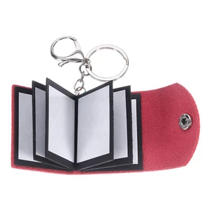 Personalized Leather Mini Photo Album Keychain with 10 Pictures, Dark Red - Picture 1 of 6