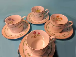 FOUR Georges Briard Victorian Garden cup and saucer sets - All Different - Picture 1 of 12