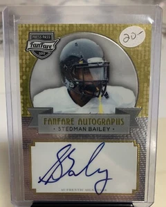 2013 Press Pass Fanfarria Stedman Bailey #SB dorado novato automático Virginia Occidental - Imagen 1 de 2