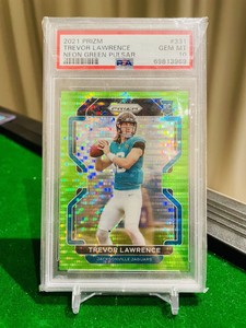 2021 Panini Prizm Neon Green Pulsar Trevor Lawrence PSA 10 RC Rookie #331 Jags
