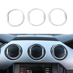 For Ford Mustang 2015-23 Silver Aluminum Alloy Dashboard Central Vent Decor Ring - Picture 1 of 7