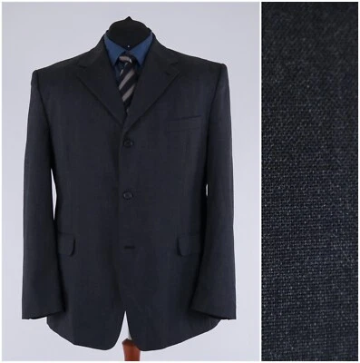 Mens Dark Grey Blazer 50R UK Size Tiny Check Wool Sport Coat Jacket - Image 1 of 4