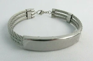 New Men's Stainless Steel Cable ID Bracelet Small-Med - Picture 1 of 5