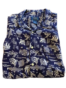 "Camisa hawaiana Cambridge XL/Rayón/Náutica/Azul 23""/32""/24""" - Imagen 1 de 5