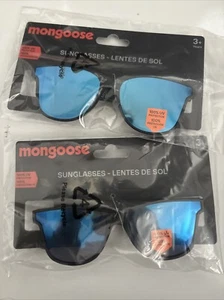 MONGOOSE Boys Black With Blue Mirror Lenses 100% UV Sunglasses Lot Of 2 - Picture 1 of 1