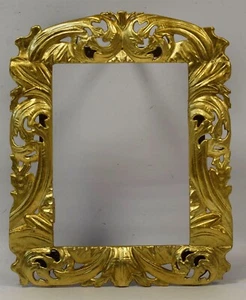 19 Jh Alter Holzrahmen mit Blattmetall beschichtet Falzmaße: 30,5x23 cm - Bild 1 von 8