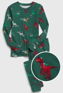 NWT GAP KIDS Green Organic Cotton DINOSAUR Pajamas PJS Size 8 OR 10 Boy - Picture 1 of 3