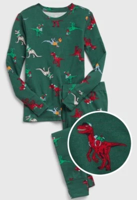 NWT GAP KIDS Green Organic Cotton DINOSAUR Pajamas PJS Size 8 OR 10 Boy - Image 1 of 3