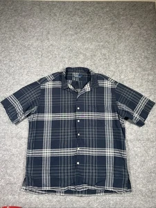 Polo Ralph Lauren Vintage Caldwell Plaid Shirt Short Sleeve Blue Men's XL - Picture 1 of 9