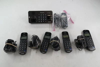 Panasonic KX-TGE240 Black Base Unit 5 Handset System Talking Caller ID - Image 1 of 2