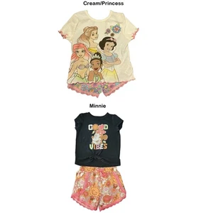 Disney Princess Toddler Girl's 2 Piece Woven Short Sleeve and Short Set - Picture 1 of 6