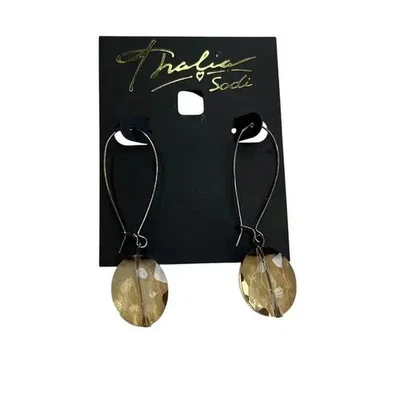 Pendientes colgantes Thalia Sodi gris metalizado con colgante de piedras preciosas melocotón, ¡NUEVOS CON ETIQUETAS! Foto 1 de 3