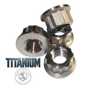 M10 x 1.5 titanium Grade 5 TC4 12 point bi hex flange nuts - Picture 1 of 17
