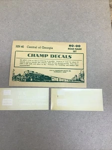 Champ Decals HO Scale HN-46: Central Of Georgia CG Road Name Set White - Picture 1 of 2