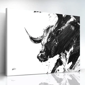 Leinwand Bilder Stier Stierkampf Abstrakt Schwarz Weiß Wandbilder XXL 8704A - Bild 1 von 8