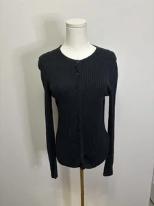 Cárdigan Brooks Brothers acanalado negro con botones talla M para mujer - Imagen 1 de 6