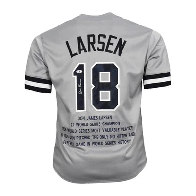Camiseta gris firmada por Don Larsen Stats New York (Beckett) Foto 1 de 4