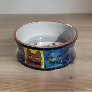 Vintage LAUREL BURCH Colorful CATS Pet Food dish Bowl  5 1/4" x 2” deep Ceramic - Picture 1 of 9