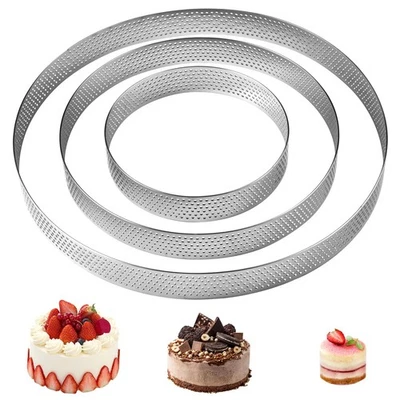 Orixo 3 Pezzi Anello Microforato Crostata Ø 10/15/20 cm Stampo Microforato per - Immagine 1 di 4