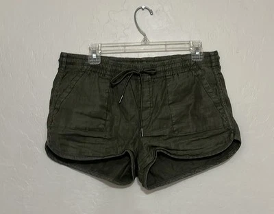 Pantalones Cortos Level 99 Verde Mezcla de Lino Atléticos con Cordón para Mujer Talla M Boho Modernos Foto 1 de 4