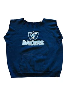Raiders Vintage Pullover Hoodie Sweatshirt Kapuze Ärmel abgeschnitten verändert Large? - Bild 1 von 6