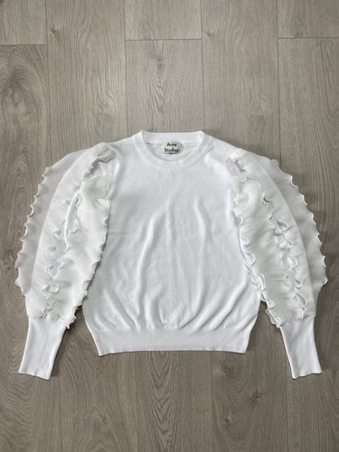 Felpa donna bianca Acne Studios Archive L dettaglio manica petalo RARA