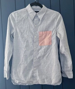 Saturday Kate Spade Light Gray Shirt with Peach Pocket Sz 00 XS S Button Front - Picture 1 of 6