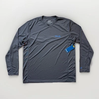 Camisa Huk Icon X Pesca Manga Larga Gris Para Hombre L UPF 50+ Transporte de Humedad NUEVA Foto 1 de 4
