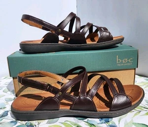 BOC Born Sandals Women’s 11M Altheda Criss Cross Strappy Brown Comfort Flats New - Picture 1 of 6