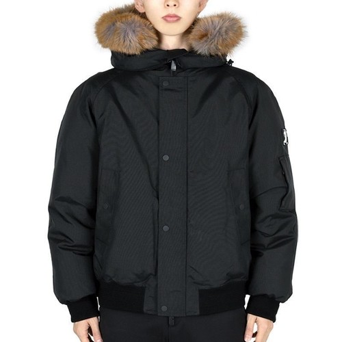 Burberry Giubbotto Uomo Nylon Bomber Imbottito (Pelliccia Nero Marrone) 8091565 TECA 1189