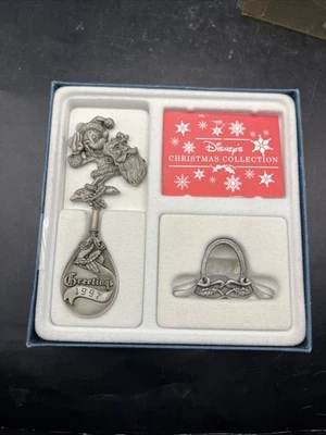 Vintage Disney's Christmas Collection Pewter Happy Holidays 1997 Spoon W/ Stand - Image 1 of 4