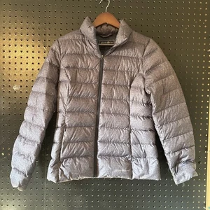 Eddie Bauer EB 650 Daunenjacke Damen S grau blau Daunen gesteppt packbar Puffer - Bild 1 von 12