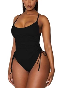 Women's Ruched High Cut One Piece Swimsuit Tummy Control Cheeky Bathing Suit ... - Picture 1 of 8