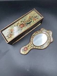 Handgefertigter umgekehrter bemalter Handspiegel & passender Kosmetikkasten Peru - Bild 1 von 8