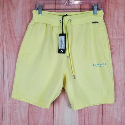 Sonneti London 7" Brom Sweat Shorts Mens Small Yellow Spellout Logo Casual Wear - Image 1 of 4