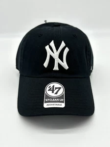 New York Yankees '47 Clean Up Hat Black Adjustable Cap Strapback Logo MLB - Picture 1 of 6