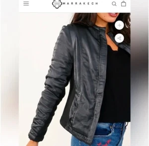 Marrakesch Satin Steppjacke - Schwarz, Größe M, Reißverschluss Anthropologie, Boss Lady - Bild 1 von 12