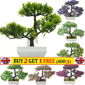 Bonsai Simulation Artificial Fake Tree Plants Flowers In Pot Home Office Decor - Picture 1 of 17