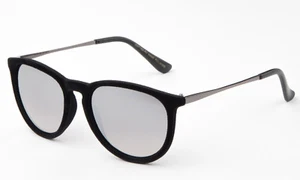 Black Velvet Halloween Sunglasses Eyewear Party Mirrored KeyHole Fuzzy Retro New - Picture 1 of 5